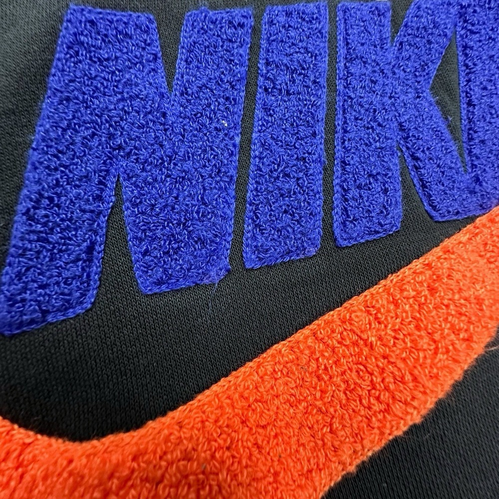 Nike Men's Club Fleece Pullover Hoodie Black Orange Size Medium Fuzzy Spell Out - Picture 7 of 16